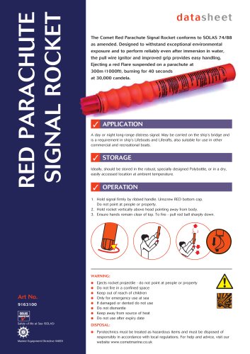 Nødrakett med fallskjerm Solas 74 godkjent | Comet
