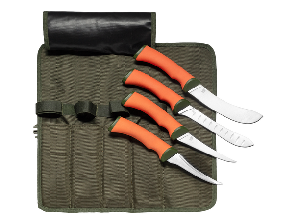 Slaktesett 4 kniver ØYO - Flåkniv, bukåpner, utbeiningskniv og kjøttkniv