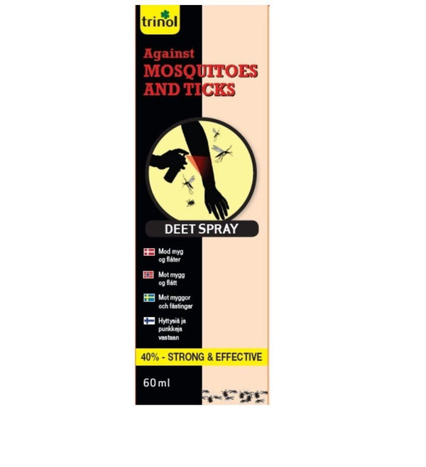 Flåttspray TRINOL DEET SPRAY 40% - Flue.no - Myggnett og insektsskjerming