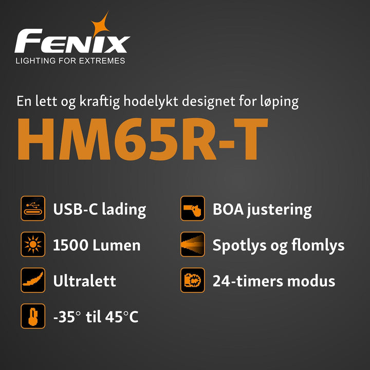 FENIX HM65R-T HODELYKT 1500lm BOA - Fangstmann.no - Hodelykter